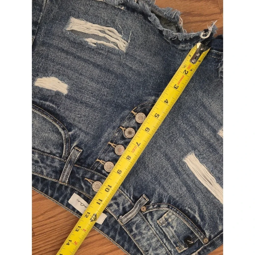 KanCan Womens High Rise Distressed Denim Shorts Blue Button Fly KC7823D‎ Size S